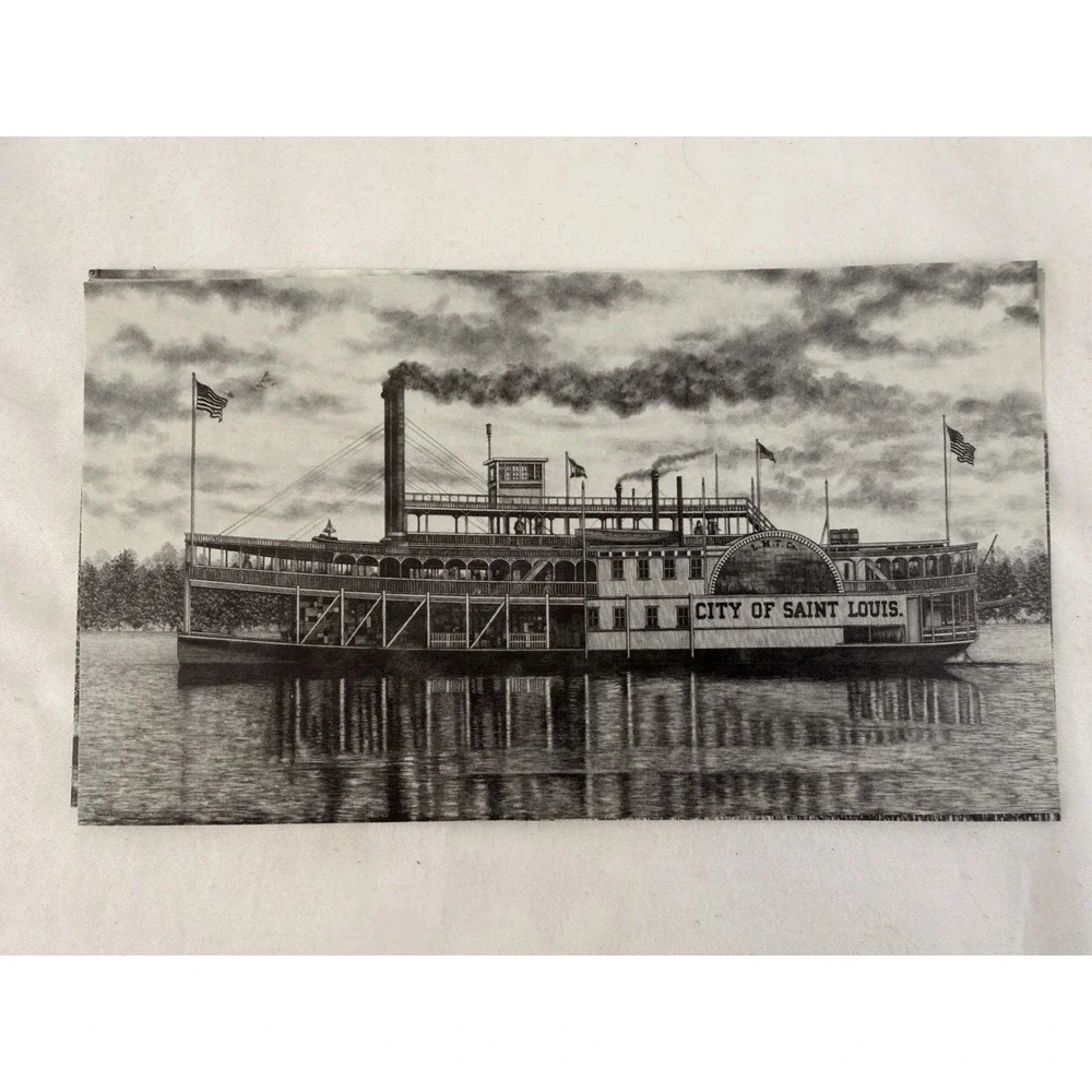 Postcard Lot Remember Yesteryear Train Railroad Steamboat Art Pella Iowa